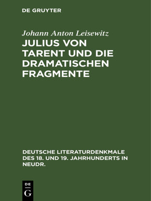 cover image of Julius von Tarent und die dramatischen Fragmente